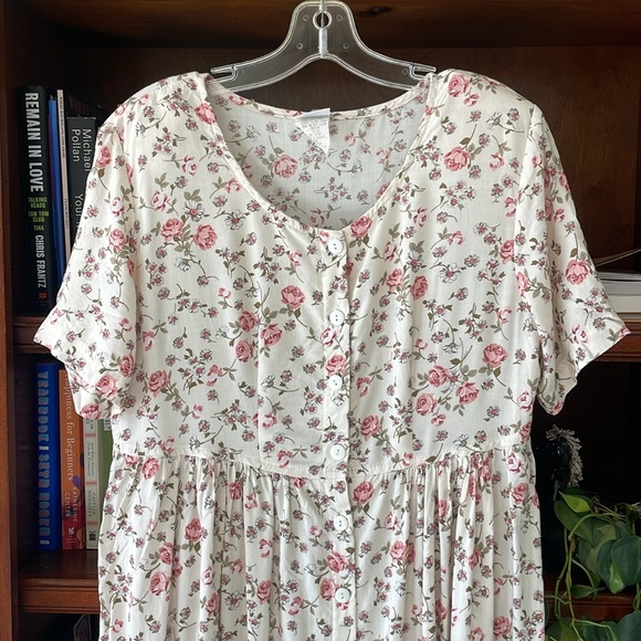 vintage floral maternity babydoll maxi dress button up - Picture 2 of 8